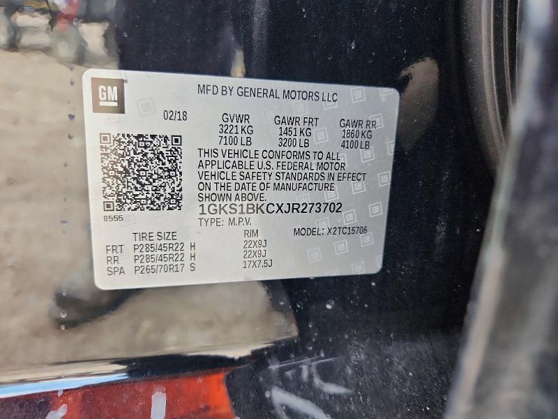 65319766 :رقم المزاد ، 1GKS1BKCXJR273702 vin ، 2018 Gmc Yukon مزاد بيع