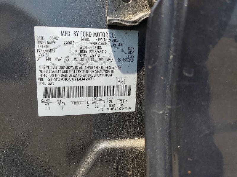 Продаж на аукціоні авто 2007 Ford Edge, vin: 2FMDK46C67BB42071, номер лоту: 65255966