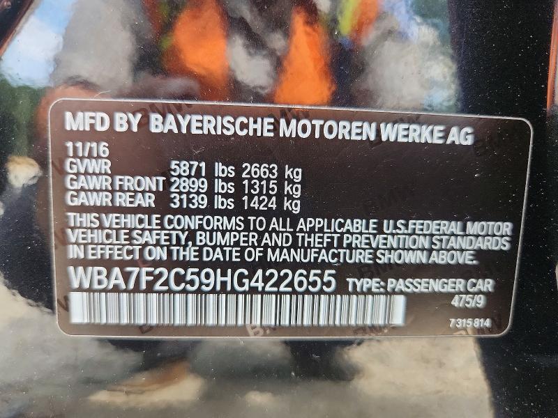 Продаж на аукціоні авто 2017 Bmw 750, vin: WBA7F2C59HG422655, номер лоту: 66265306