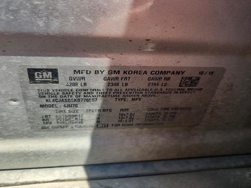 Aukcja sprzedaży 2019 Buick Encore, vin: KL4CJASB6KB776567, numer aukcji: 66226956