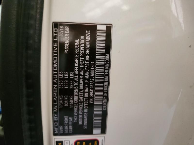 Продаж на аукціоні авто 2018 Mclaren Automotive 570s, vin: SBM13FAA7JW004851, номер лоту: 65265356