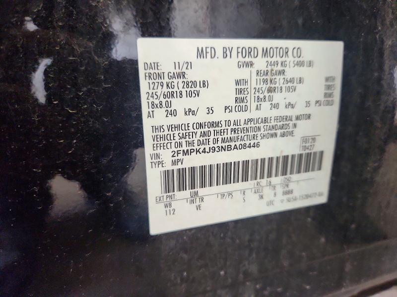 2022 Ford Edge მანქანა იყიდება აუქციონზე, vin: 2FMPK4J93NBA08446, აუქციონის ნომერი: 65527746