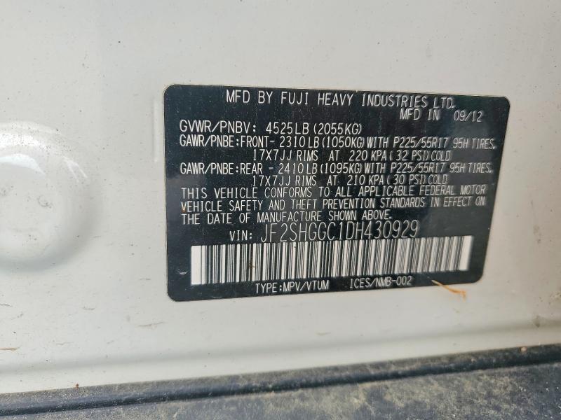 Продажа на аукционе авто 2013 Subaru Forester, vin: JF2SHGGC1DH430929, номер лота: 66824076
