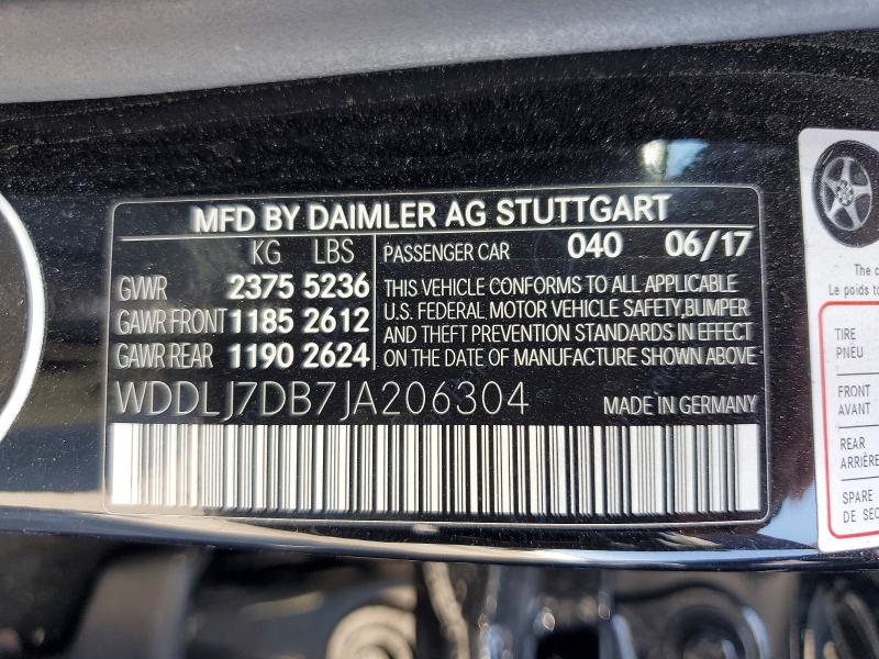 2018 Mercedes-benz Cls მანქანა იყიდება აუქციონზე, vin: WDDLJ7DB7JA206304, აუქციონის ნომერი: 64786236