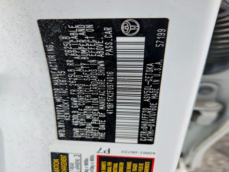 Продажа на аукционе авто 2015 Toyota Camry, vin: 4T1BF1FK2FU974016, номер лота: 64785316