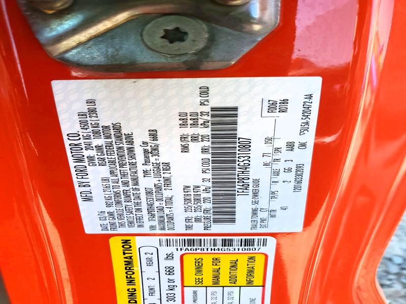 Продажа на аукционе авто 2016 Ford Mustang, vin: 1FA6P8TH4G5310807, номер лота: 64466686