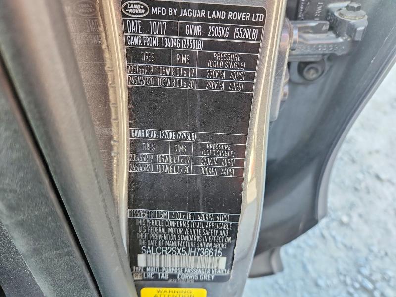 65061706 :رقم المزاد ، SALCR2SX5JH736615 vin ، 2018 Land Rover Discovery Sport مزاد بيع