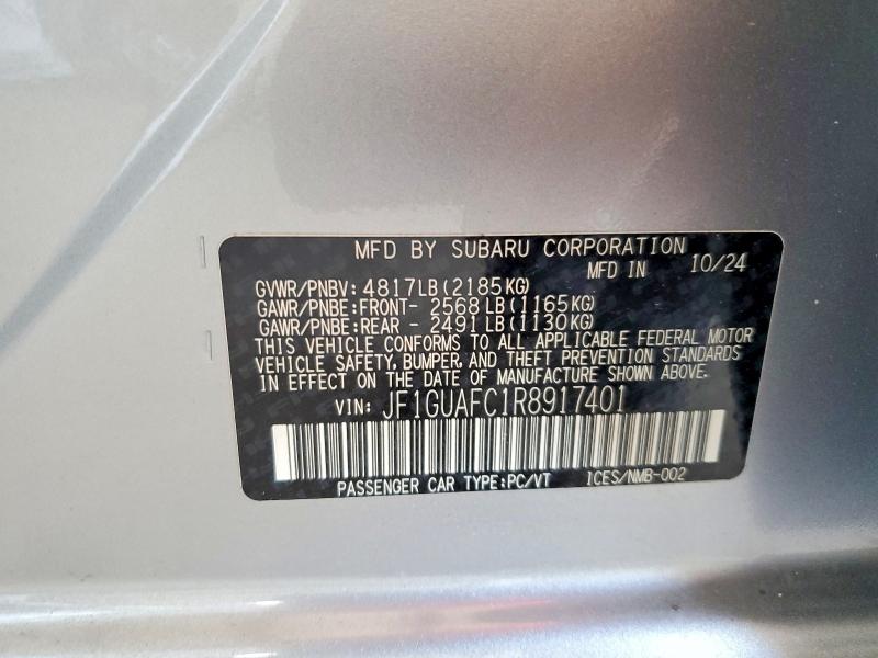 2024 Subaru Impreza მანქანა იყიდება აუქციონზე, vin: JF1GUAFC1R8917401, აუქციონის ნომერი: 65682106