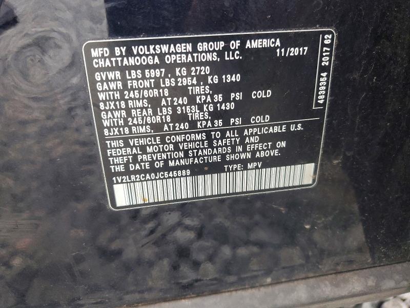 Продаж на аукціоні авто 2018 Volkswagen Atlas, vin: 1V2LR2CA0JC545889, номер лоту: 63873956
