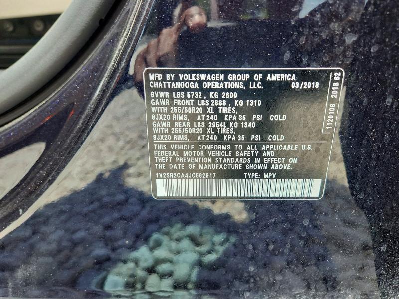 Продаж на аукціоні авто 2018 Volkswagen Atlas, vin: 1V2SR2CA4JC562917, номер лоту: 66633576