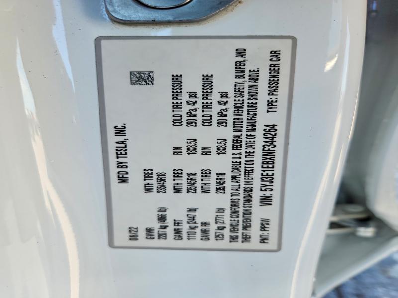 2022 Tesla Model 3 მანქანა იყიდება აუქციონზე, vin: 5YJ3E1EBXNF344264, აუქციონის ნომერი: 65668636