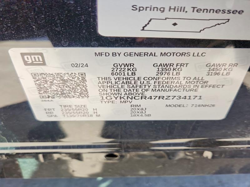 65382956 :رقم المزاد ، 1GYKNCR47RZ734171 vin ، 2024 Cadillac Xt5 مزاد بيع