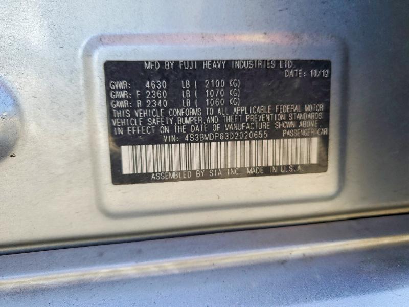 Auction sale of the 2013 Subaru Legacy, vin: 4S3BMDP63D2020655, lot number: 64446406