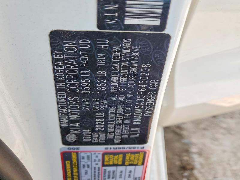 63556616 :رقم المزاد ، KNADM5A35F6450208 vin ، 2015 Kia Rio مزاد بيع