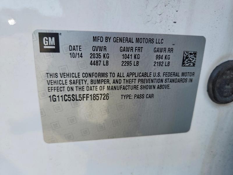 2015 Chevrolet Malibu მანქანა იყიდება აუქციონზე, vin: 1G11C5SL5FF185726, აუქციონის ნომერი: 66592176