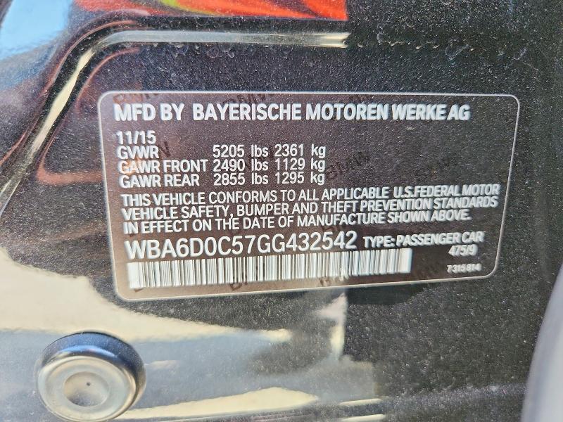 Aukcja sprzedaży 2016 Bmw 640, vin: WBA6D0C57GG432542, numer aukcji: 62929026