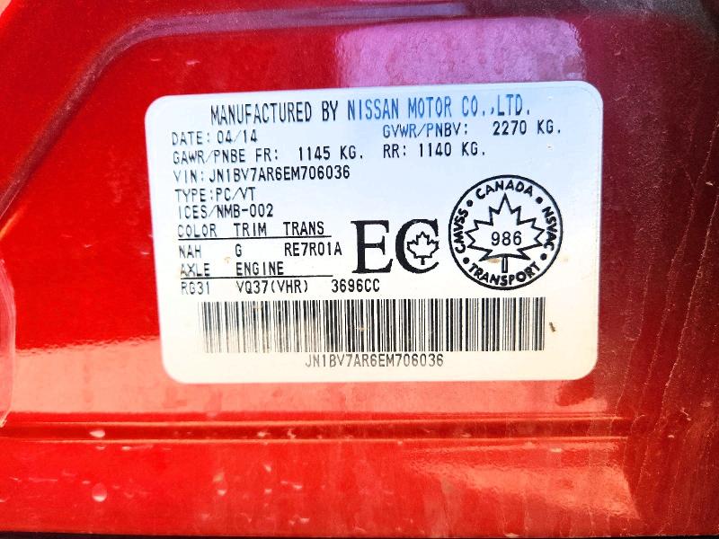 Продажа на аукционе авто 2014 Infiniti Q50, vin: JN1BV7AR6EM706036, номер лота: 65445116
