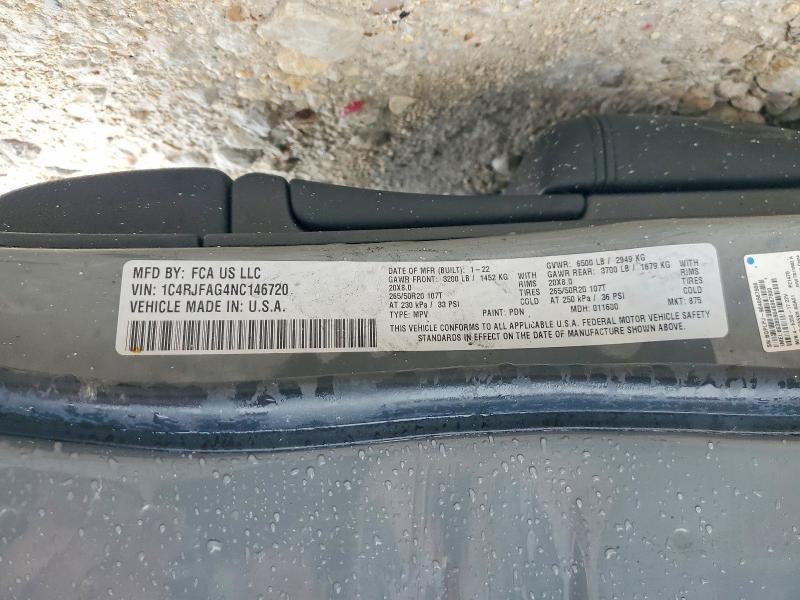 2022 Jeep Grand Cherokee მანქანა იყიდება აუქციონზე, vin: 1C4RJFAG4NC146720, აუქციონის ნომერი: 64474336
