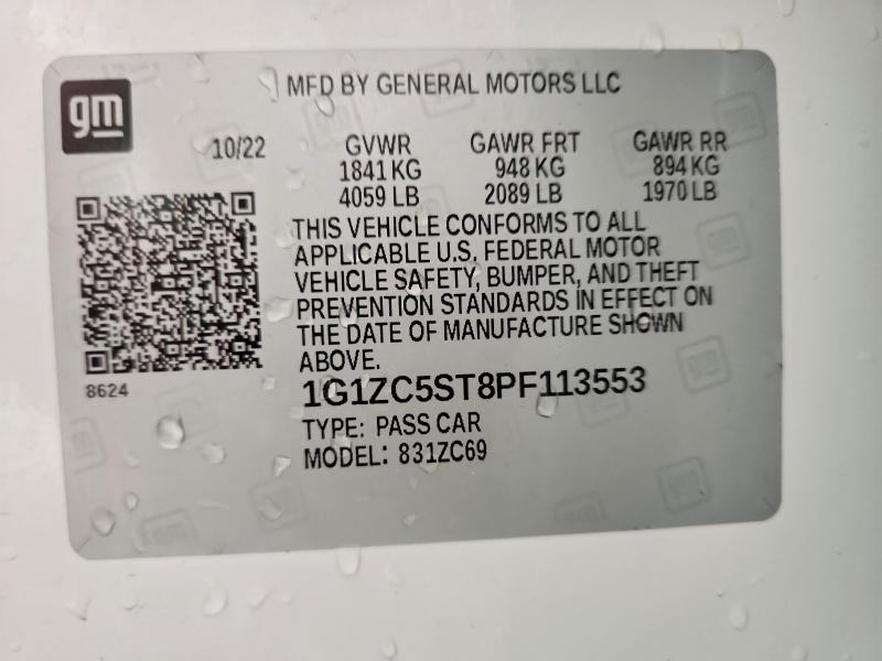 2023 Chevrolet Malibu მანქანა იყიდება აუქციონზე, vin: 1G1ZC5ST8PF113553, აუქციონის ნომერი: 66129846