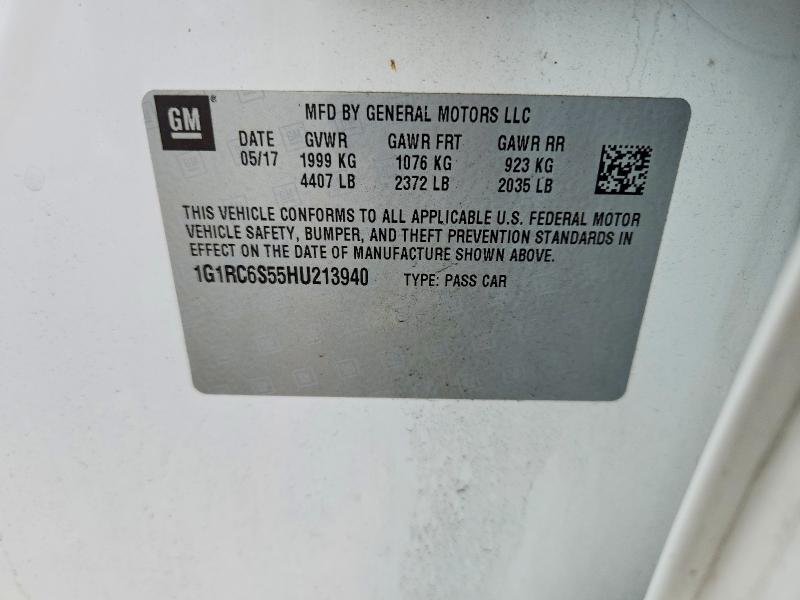 Aukcja sprzedaży 2017 Chevrolet Volt, vin: 1G1RC6S55HU213940, numer aukcji: 63366066