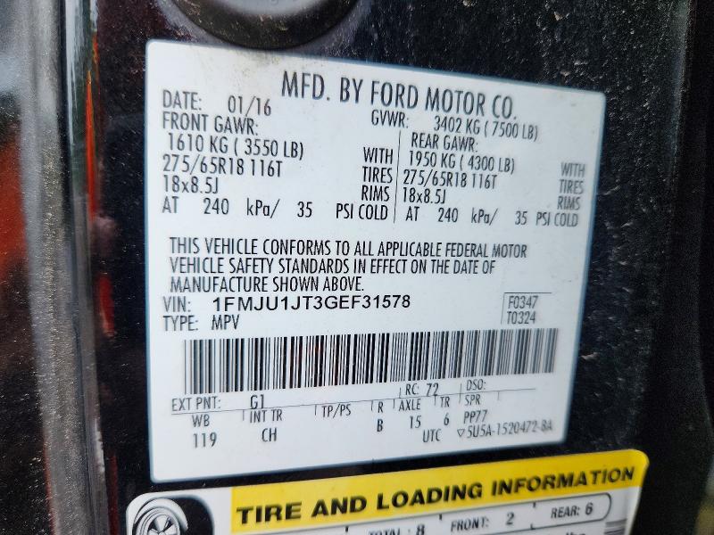 2016 Ford Expedition მანქანა იყიდება აუქციონზე, vin: 1FMJU1JT3GEF31578, აუქციონის ნომერი: 63153316