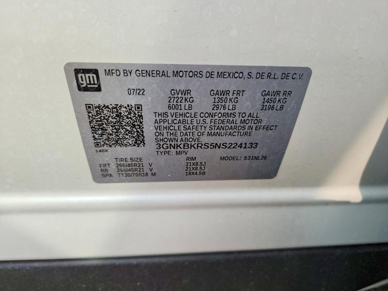 Aukcja sprzedaży 2022 Chevrolet Blazer, vin: 3GNKBKRS5NS224133, numer aukcji: 64609946