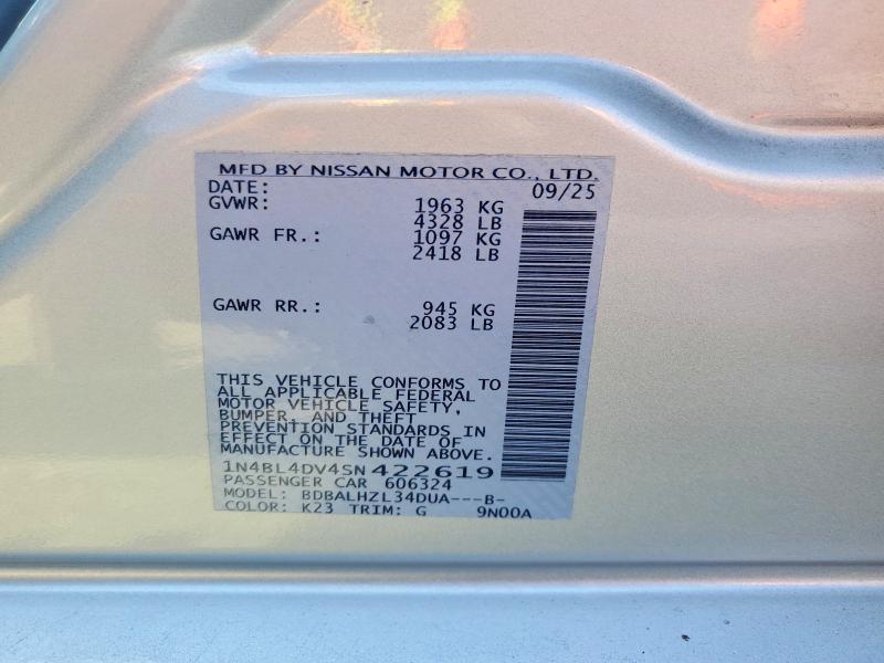 66430306 :رقم المزاد ، 1N4BL4DV4SN422619 vin ، 2025 Nissan Altima مزاد بيع