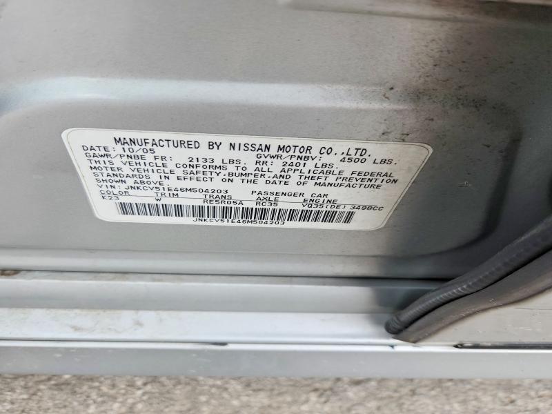 Продаж на аукціоні авто 2006 Infiniti G35, vin: JNKCV51E46M504203, номер лоту: 64341276