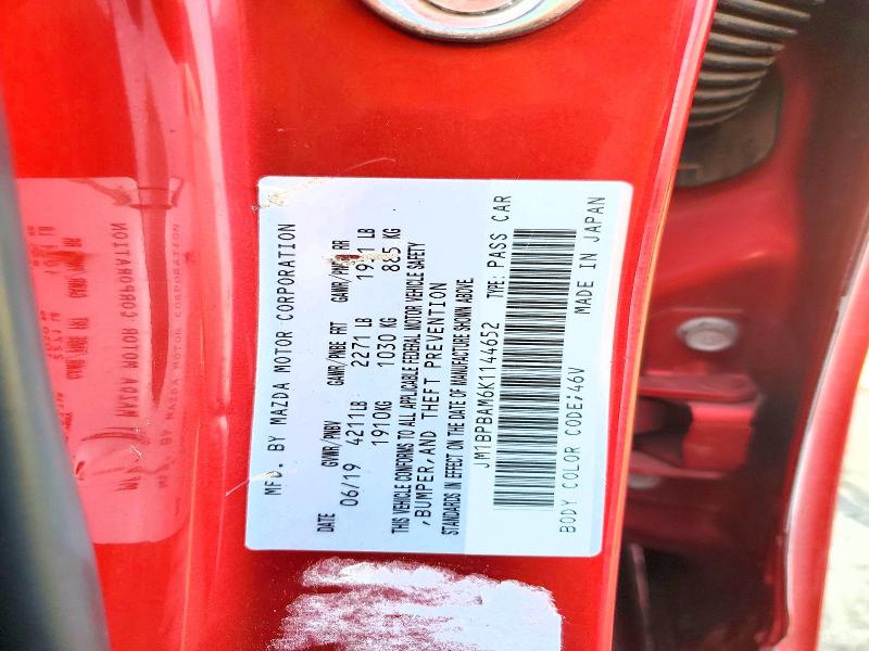 Aukcja sprzedaży 2019 Mazda 3, vin: JM1BPBAM6K1144652, numer aukcji: 66241606