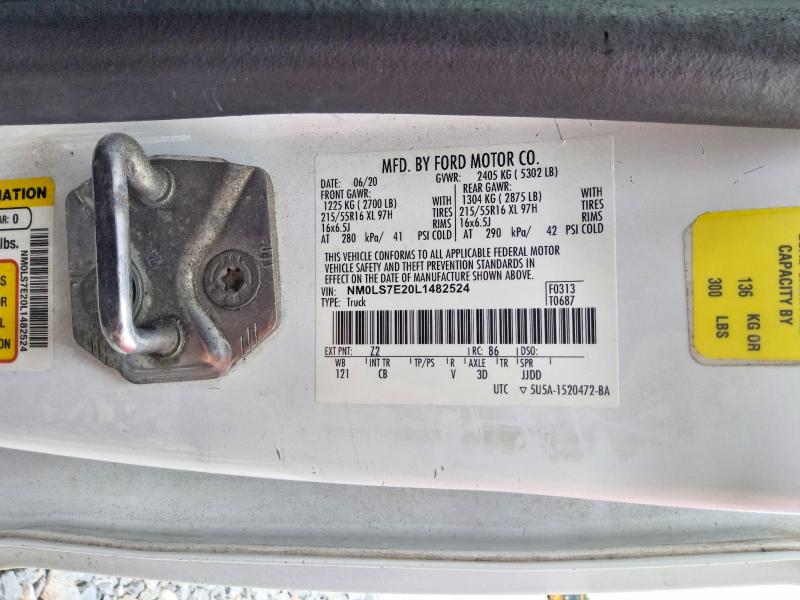 2020 Ford Transit Connect მანქანა იყიდება აუქციონზე, vin: NM0LS7E20L1482524, აუქციონის ნომერი: 64077006