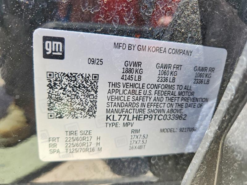 67102226 :رقم المزاد ، KL77LHEP9TC033962 vin ، 2026 Chevrolet Trax مزاد بيع