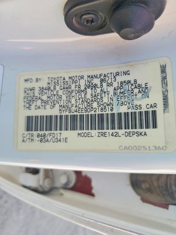 67280416 :رقم المزاد ، 5YFBU4EE9DP218510 vin ، 2013 Toyota Corolla مزاد بيع