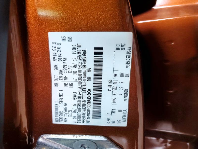 66915086 :رقم المزاد ، 1FMCU9GD9HUE45030 vin ، 2017 Ford Escape مزاد بيع