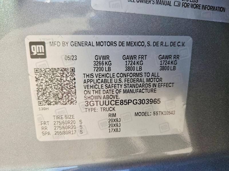 Aukcja sprzedaży 2023 Gmc Sierra, vin: 3GTUUCE85PG303965, numer aukcji: 66501686