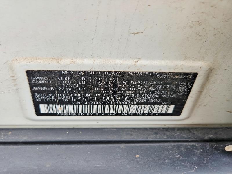 63344896 :رقم المزاد ، 4S4BRCLC8E3309738 vin ، 2014 Subaru Outback مزاد بيع