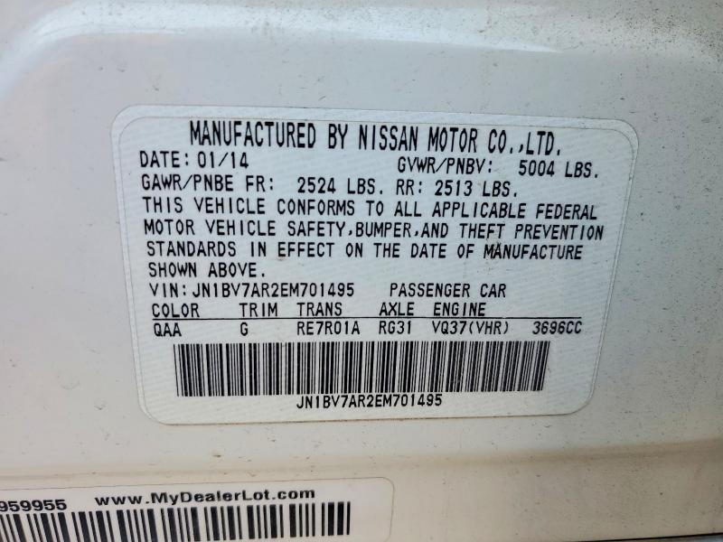 Aukcja sprzedaży 2014 Infiniti Q50, vin: JN1BV7AR2EM701495, numer aukcji: 63756176