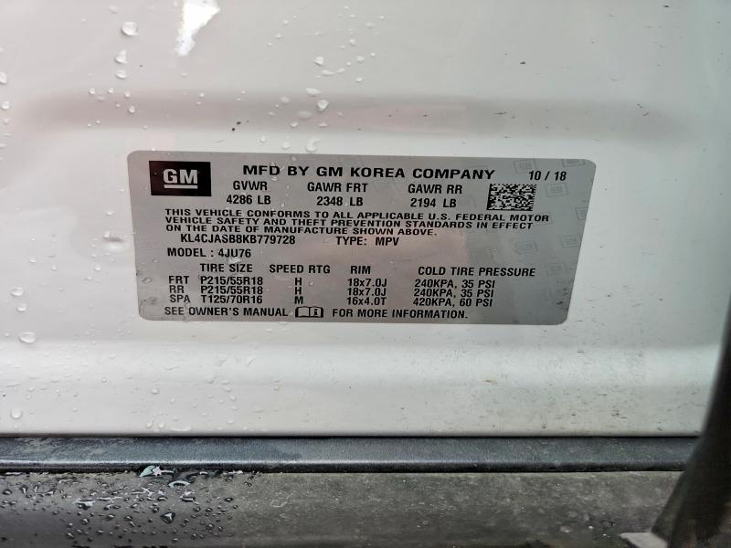 Aukcja sprzedaży 2019 Buick Encore, vin: KL4CJASB8KB779728, numer aukcji: 65487826