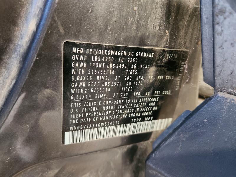 Aukcja sprzedaży 2016 Volkswagen Tiguan, vin: WVGBV7AX1GW594311, numer aukcji: 65648376