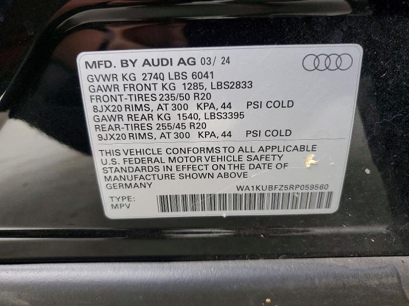 64332326 :رقم المزاد ، WA1KUBFZ5RP059560 vin ، 2024 Audi Q4 E-tron مزاد بيع