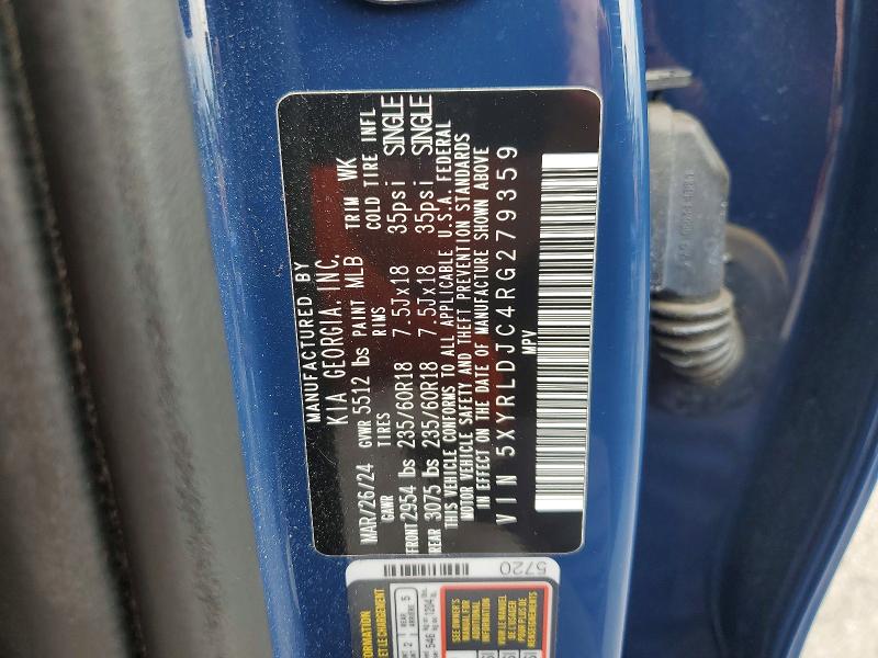 62856336 :رقم المزاد ، 5XYRLDJC4RG279359 vin ، 2024 Kia Sorento مزاد بيع