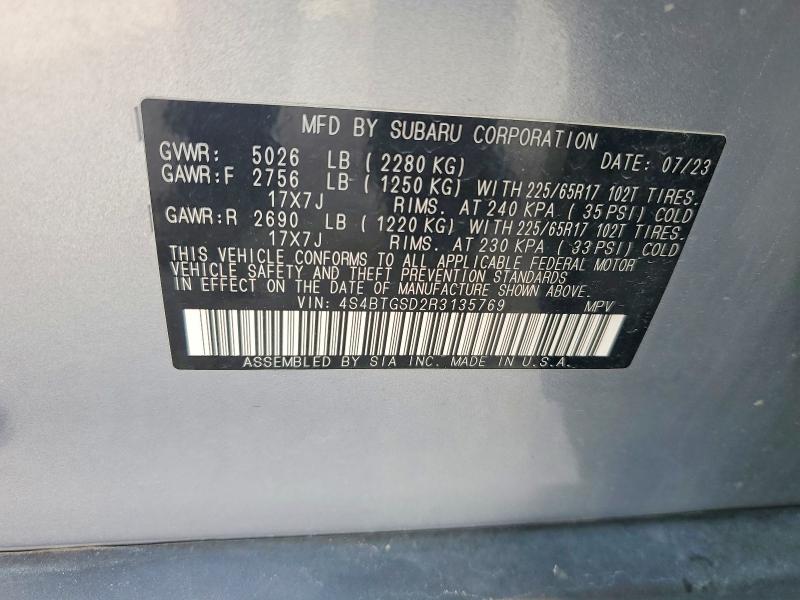 Aukcja sprzedaży 2024 Subaru Outback, vin: 4S4BTGSD2R3135769, numer aukcji: 66835176