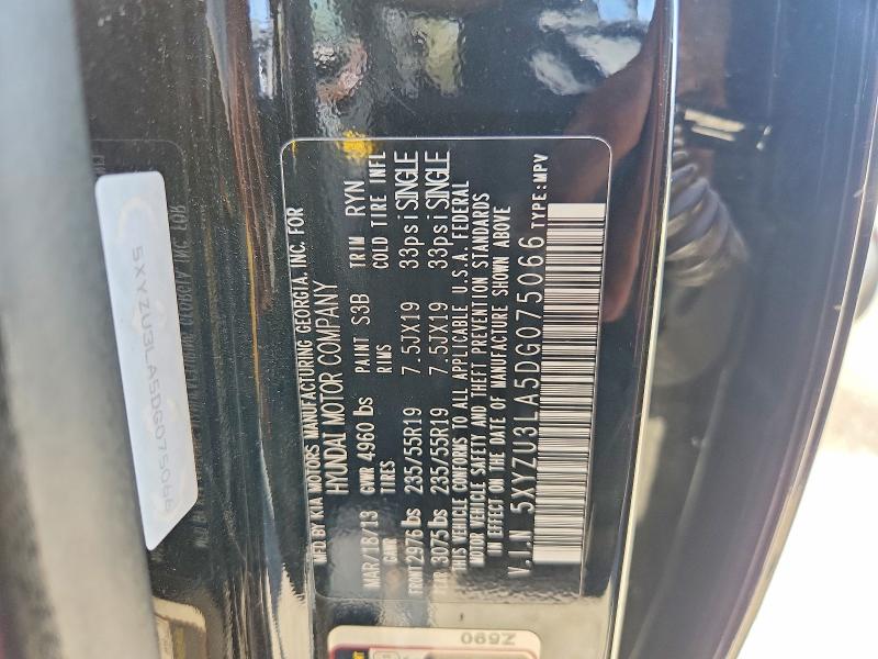 2013 Hyundai Santa Fe Sport მანქანა იყიდება აუქციონზე, vin: 5XYZU3LA5DG075066, აუქციონის ნომერი: 63666256