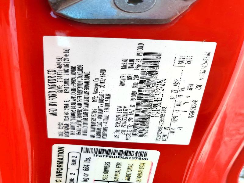 Продажа на аукционе авто 2020 Ford Mustang, vin: 1FATP8UH5L5137696, номер лота: 65010516