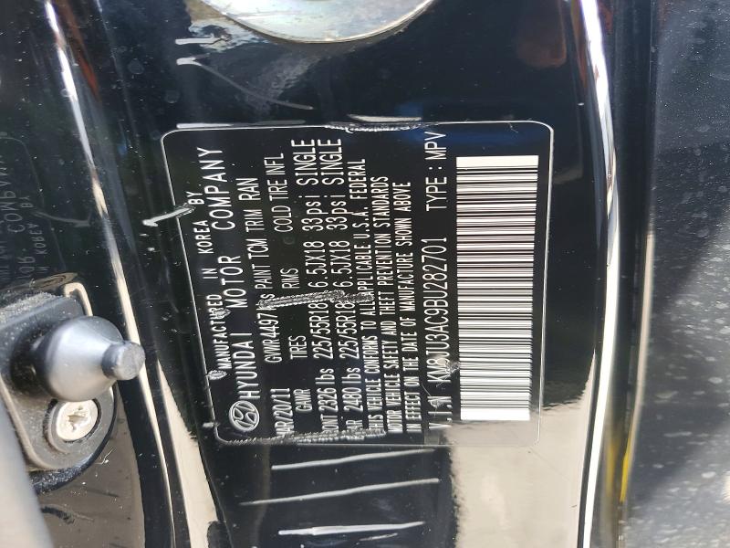 2011 Hyundai Tucson მანქანა იყიდება აუქციონზე, vin: KM8JU3AC9BU282701, აუქციონის ნომერი: 63935666