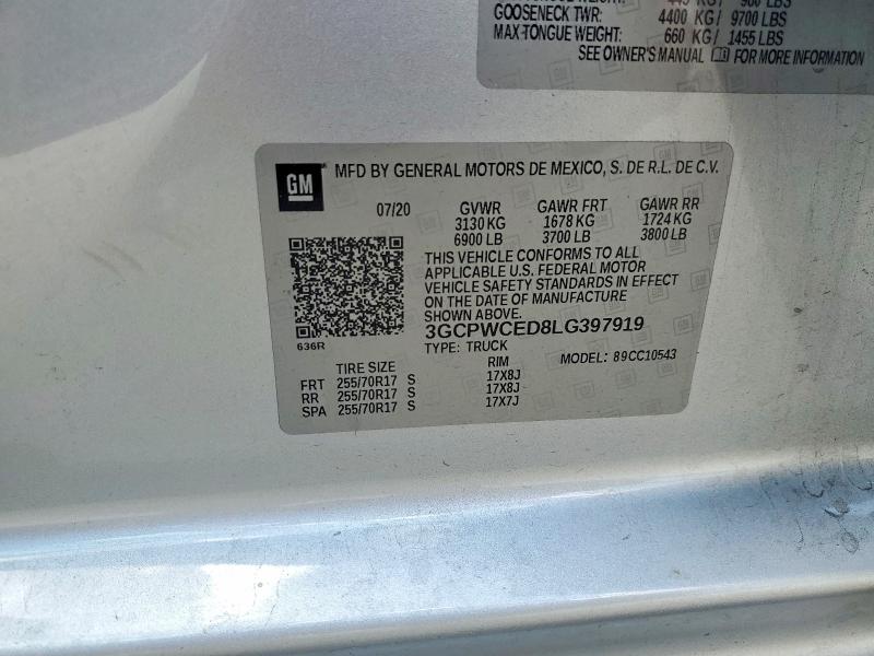 Aukcja sprzedaży 2020 Chevrolet Silverado, vin: 3GCPWCED8LG397919, numer aukcji: 65284626