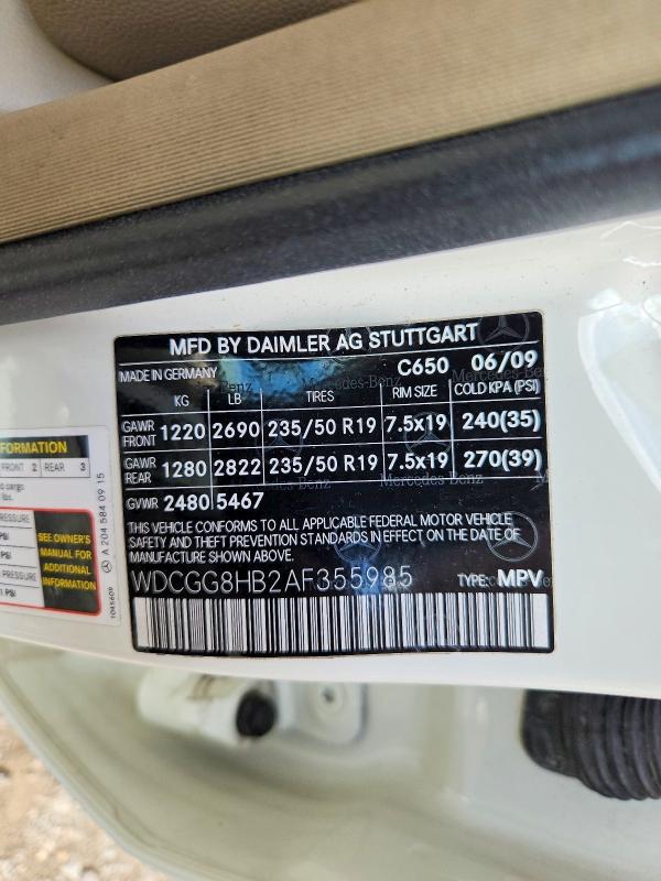 64001966 :رقم المزاد ، WDCGG8HB2AF355985 vin ، 2010 Mercedes-benz Glk مزاد بيع