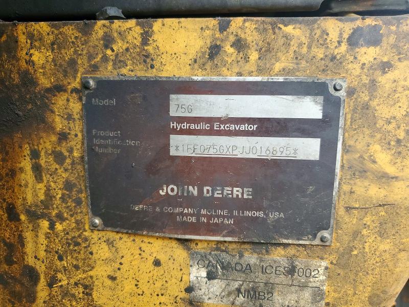 59112826 :رقم المزاد ، 1FF075GXPJJ016895 vin ، 2019 John Deere 75g مزاد بيع