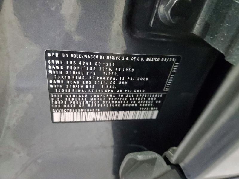 Продажа на аукционе авто 2025 Volkswagen Taos, vin: 3VVEC7B25SM064816, номер лота: 65264026