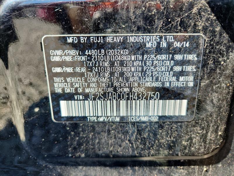 64487786 :رقم المزاد ، JF2SJABC0FH432750 vin ، 2015 Subaru Forester مزاد بيع