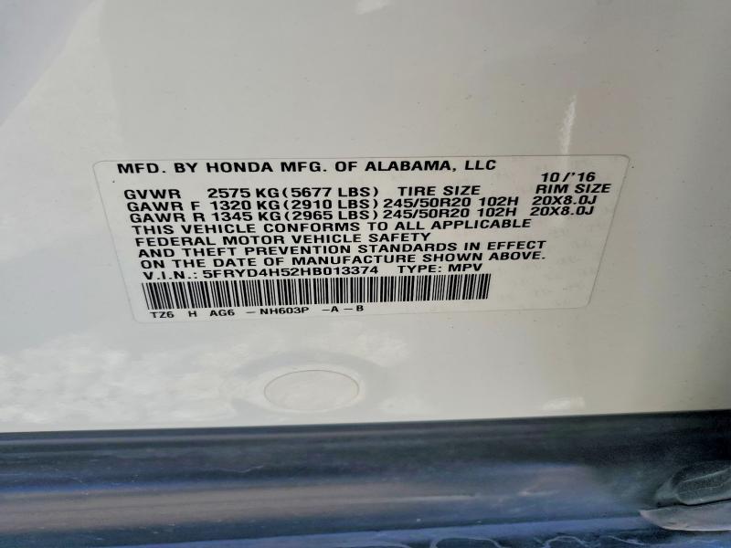 65144096 :رقم المزاد ، 5FRYD4H52HB013374 vin ، 2017 Acura Mdx مزاد بيع